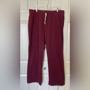 Lands' End Maroon Fleece Sweat Pants